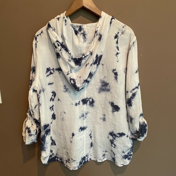 NWT Rachel Zoe Linen Tie Dye Oversized Top Small - Picture 7 of 11
